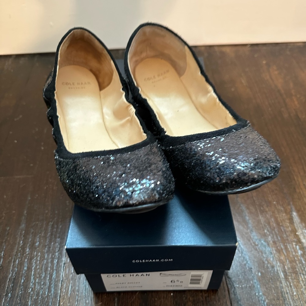 Cole Haan Avery Ballet Flat Black Glitter